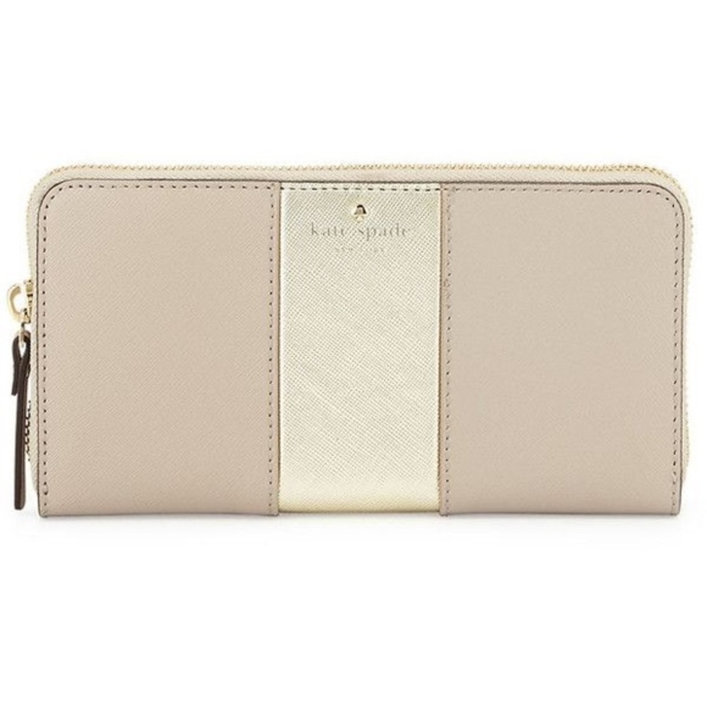 Kate spade Cedar Street Lacey Racing Stripe clock tower gold wallet